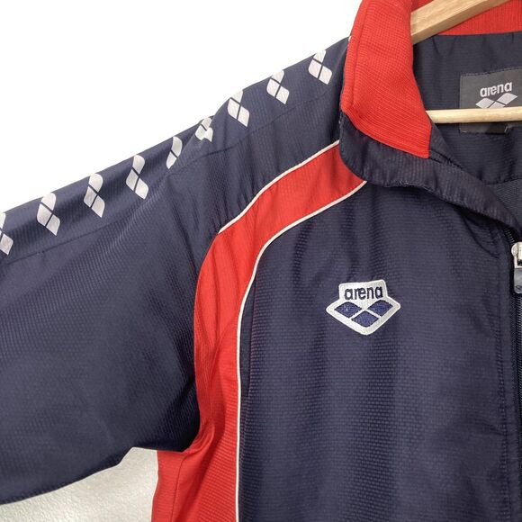 Arena Jacket Womens Medium Navy Red Full Zip Track Warm Up Swim Team 170 - Picture 6 of 16